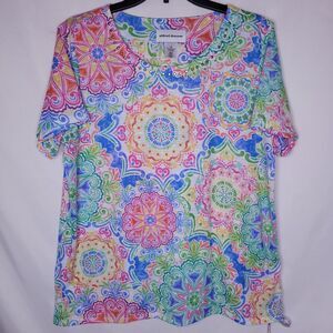 Alfred Dunner Top Medium Colorful Mandala Knit